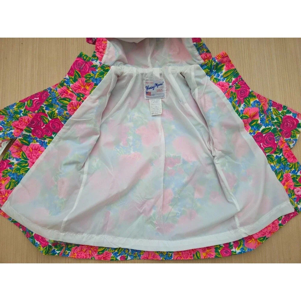 Vintage Winning Moves 3T Floral Button Hooded Jacket Colorful Made in USA NWT
